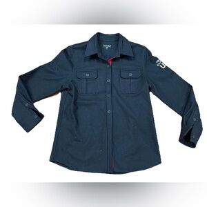 Vintage Polo Jeans Ralph Lauren Jacket Shirt U.S.N USN Wool Blend Large